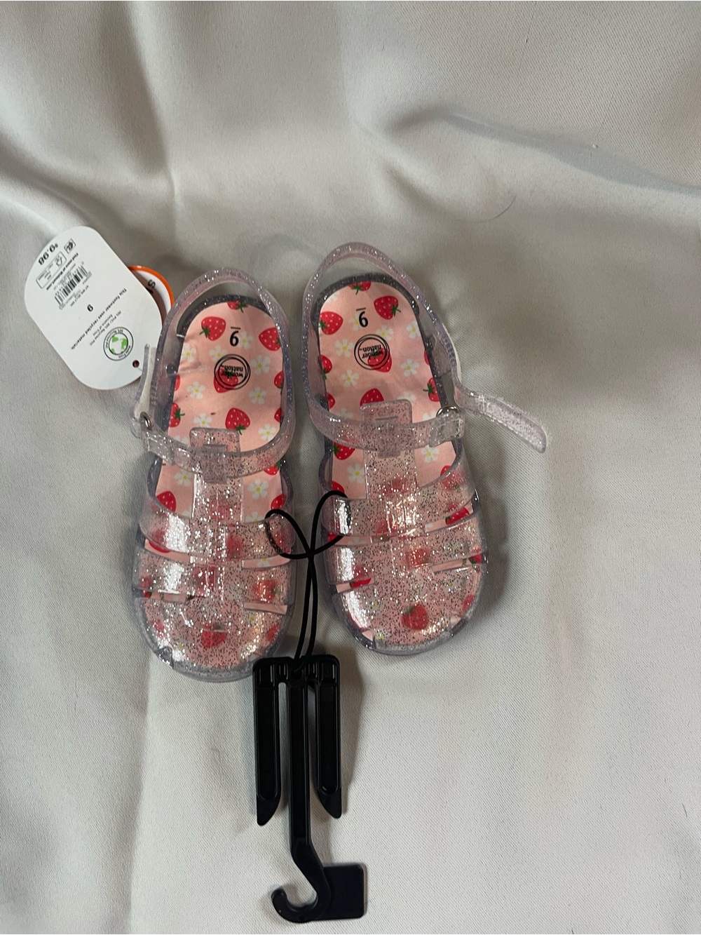 wonder nation Pink Glitter Strawberry Jelly Sandals